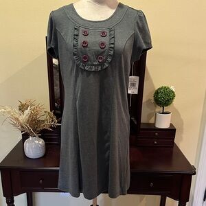 BeBop Gray Short-Sleeve Button Bib Mini Dress